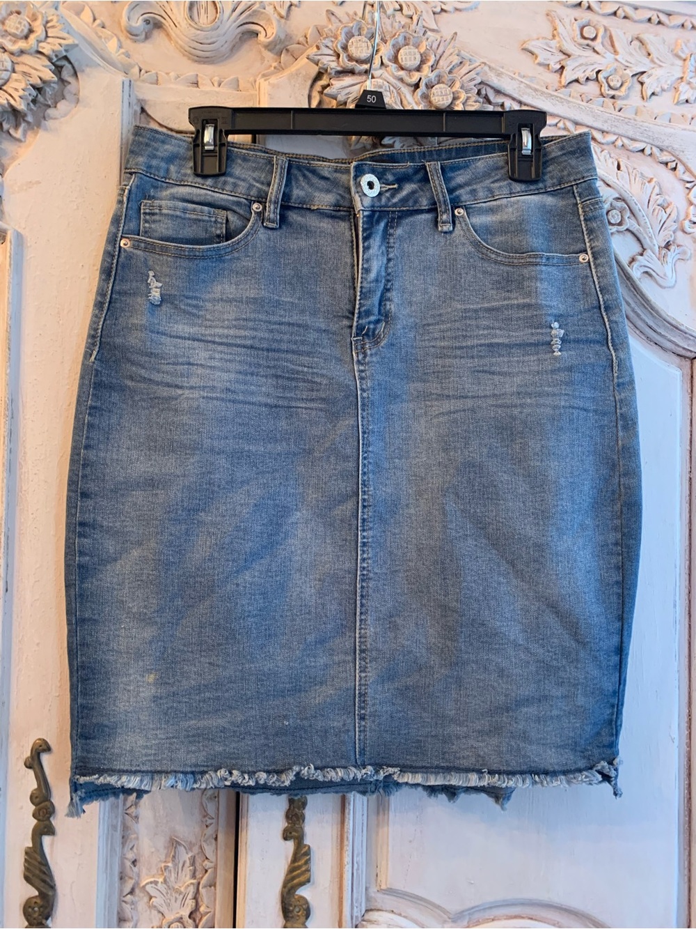 Signature Studio Blue Denim Pencil Skirt
A1